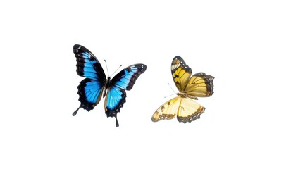 Pair of butterflies isolated on white background for design or educational use