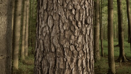 Obraz premium Detailed view of tree bark surface used as a background for text placement, highlighting natural wood patterns and rough grain