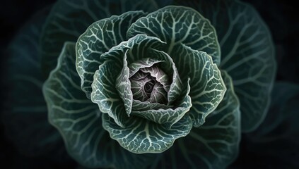 Obraz premium Decorative ornamental cabbage leaf with colorful abstract texture, suitable for garden design backgrounds, Earth Day
