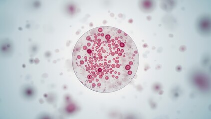 Normal human blood sample on a blood smear slide, focusing on cell morphology for clinical review