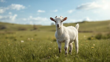 Fototapeta premium Goat in an AI farm environment captured for livestock monitoring purposes