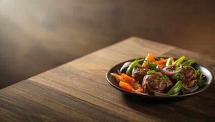 Vibrant salad with leafy greens and red vegetables, ideal for healthy eating themes or food presentation backgrounds