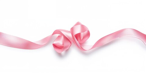 Pink curly ribbon isolated on white, serving as a festive embellishment for celebrations