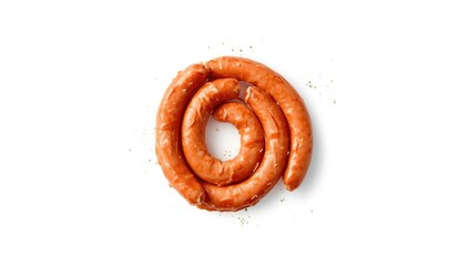 Close-up of raw chicken sausage links designed for barbecue, focusing on raw meat handling and preparation