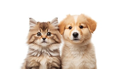 Cat and dog eyeing camera, illustrating pet attentiveness and companionship, World Animal Day