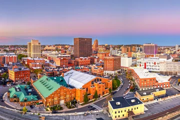 Fototapeten New York Rochester, New York, USA cityscape on the Genesee River and High Falls 4016  © Kovacs