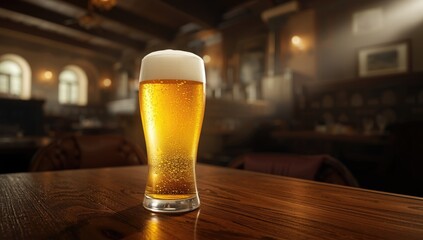 A chilled pilsner beer served in a glass, emphasizing crispness and clarity, National Beer Day