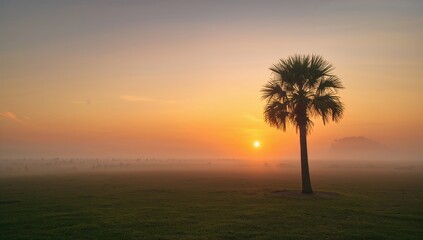 Obraz premium Florida morning scene at dawn with foggy atmosphere, suitable for layout backgrounds