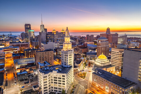 Buffalo, New York, USA Downtown Skyline at Golden Hour 4086