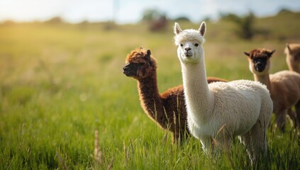 Obraz premium Alpaca Hike Tour with animals, focusing on eco-tourism and sustainable travel
