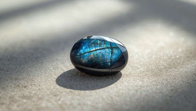 Dark labradorite with blue iridescence for gemstone display, mineral preservation
