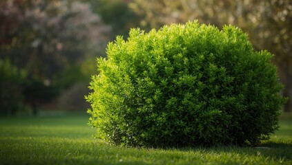 Fototapeta premium Sunlit green bush serving as a background for visual design, Earth Day