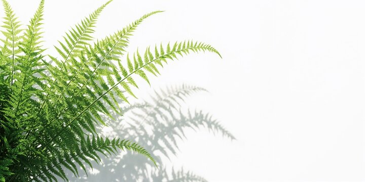 Decorative green fern foliage displayed on walls in interior settings, designed as plant-based background material