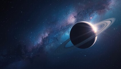 Saturn with its distinctive rings in the cosmos, used as an astronomy illustration for science outreach, International Astronomy Day