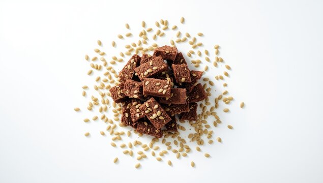 Sunflower halawa with chocolate chunks arranged on a white surface, highlighting snack ingredients, International Day of Nutrition