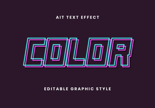 Blue and Pink Double Stroke Neon Outline Text Effect Retro Futuristic Font