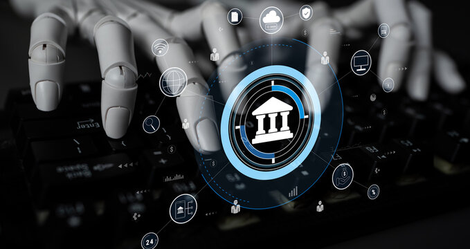 The role of AI in the global FinTech and digital banking network. An AI financial system connected to the worldwide digital economy. Motif - Powered by Adobe