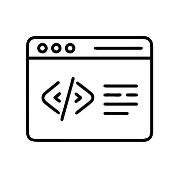 Hand drawn web browser window with code icon and document snippet