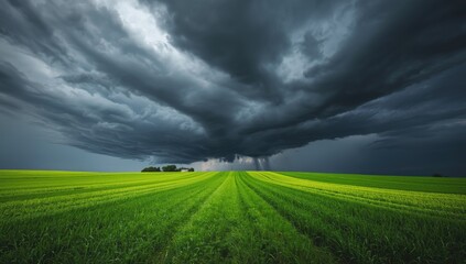 Severe weather front with storm threat, highlighting dynamic cloud formations and atmospheric tension