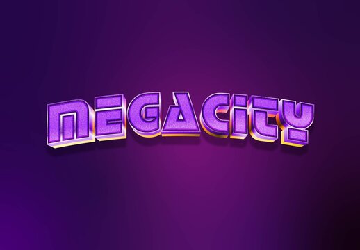 Purple And Yellow Cyberpunk Text Effect Block Retro 3D Font