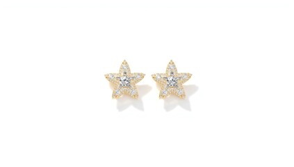 Star earrings laid flat on a clean white surface, ideal for product photography or catalog use