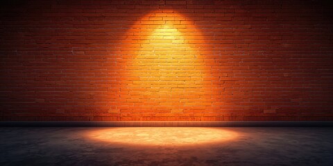 Illuminated empty ad space on a textured orange brick wall serving as a background for visual layout, World Creativity and Innovation Day