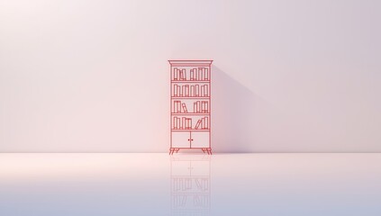 Bookcase and cupboard symbols in a linear style for furniture catalog or app interface