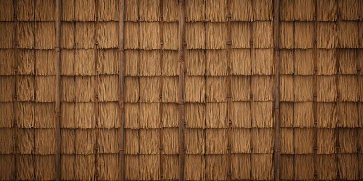 Close-up of a seamless thatch pattern serving as a background for design or layout projects, highlighting traditional roofing textures