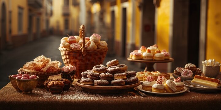 Festive traditional confections served at Corpus Christi events in Cuencas historic district, highlighting cultural traditions