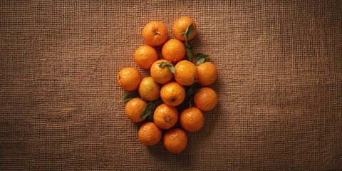 Kumquat fruits spread on a rustic burlap surface, emphasizing organic textures for culinary presentation, World Food Day