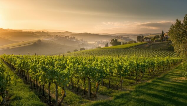 Italian wine region vineyard scene highlighting grape cultivation and landscape management, World Environment Day