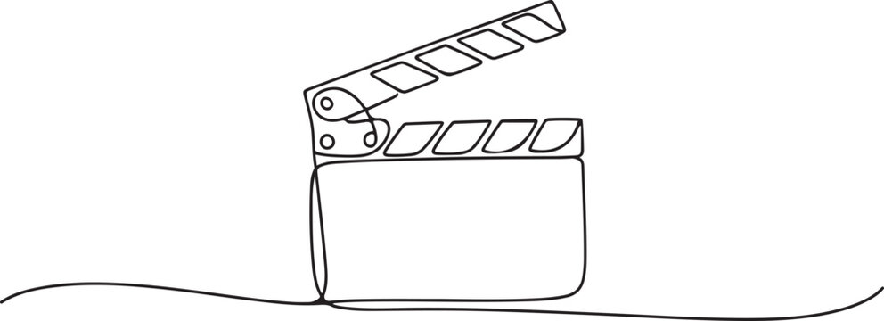 Continuous one line drawing of Film Clapper. one line Art icon drawing