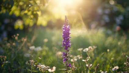Purple salvia splendens arranged in a garden bouquet, serving as a floral decoration backdrop for summer scenes