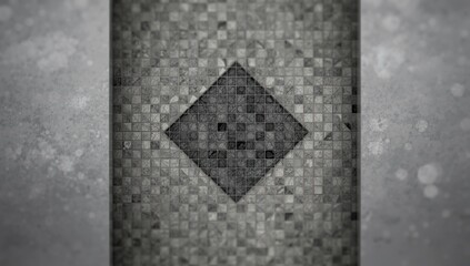 Dark mosaic tile surface serving as a backdrop for graphic elements, focused on pattern and texture in architectural finishes