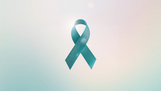 Teal ribbon and stethoscope symbolizing womens health conditions in Ovarian Cancer month, cervical cancer, PCOS, PTSD, OCD
