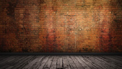 Old building interior featuring a vintage brick wall with distressed texture and abstract patterns for architectural character