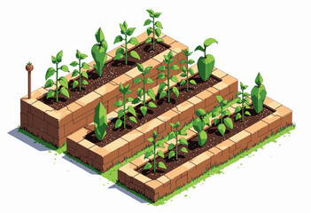 Illustrated Guide to Growing Thriving Vegetables in a Tiered Brick Raised Bed Garden for Optimal Space Utilization and Aesthetic Appeal