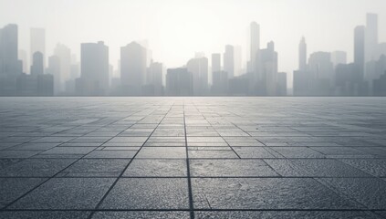 Fototapeta premium Bare gray tiled flooring surrounding a house, used as a background for architectural planning