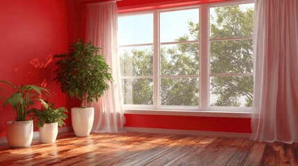 Interior room with plants, large window, and natural light.
