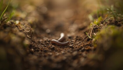Detailed view of an earthworm, illustrating soil health and biological activity, Soil Conservation Day
