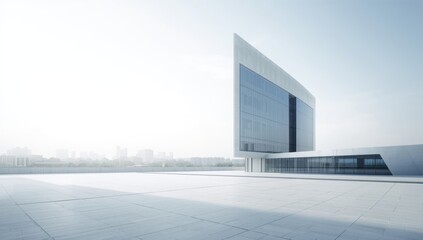 Obraz premium Contemporary corporate office structure with reflective glass surfaces serving as a business hub, urban planning focus