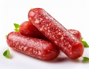 mini salami isolated on white or white background