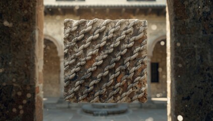 Detailed stone carving featuring a chain motif, highlighting craftsmanship and artistic technique