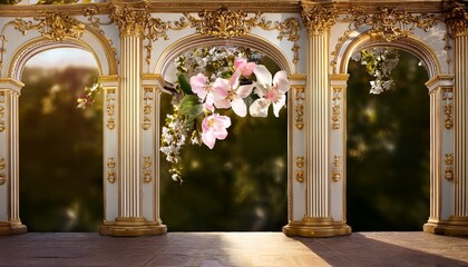 grand rococo alcove with gold and blossoms