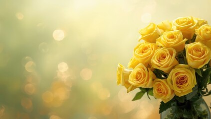 Yellow roses set against a soft-focus backdrop, ideal for card embellishments or visual layouts