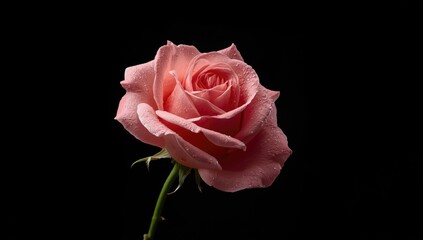 Fototapeta premium Pink antique rose set against a dark backdrop, abstract floral element for decorative projects, springtime bloom, nature photography