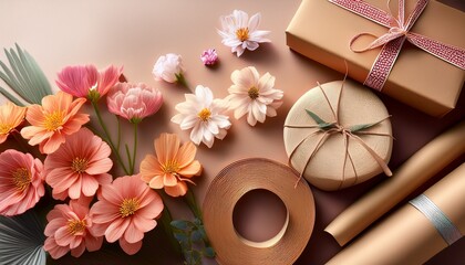 flowers and wrapping present background
