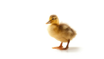 Obraz premium Duckling isolated on white background, suitable for children's educational materials or wildlife conservation awareness