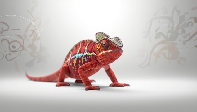 Young male Furcifer pardalis Ambolobe chameleon, highlighting coloration and environment, Earth Day