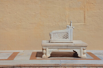 Marble throne located in the Mehrangarh Fort in Jodhpur, Rajasthan, India. Was historically used for the coronation of the Kings of Jodhpur.